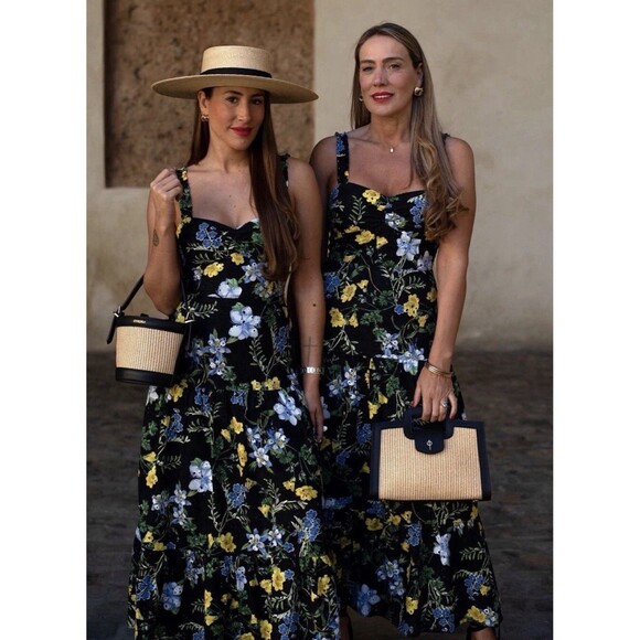 ZARA NWT WOMAN SS24 BLACK/YELLOW FLORAL PRINT MIDI DRESS Large $80 Ref 2157 052 - Picture 7 of 15